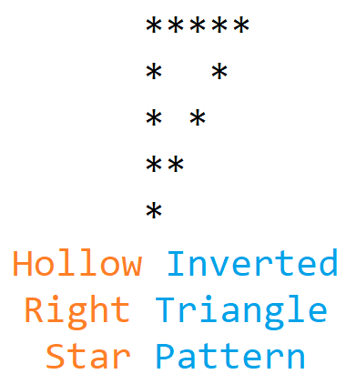 hollow inverted right triangle star pattern